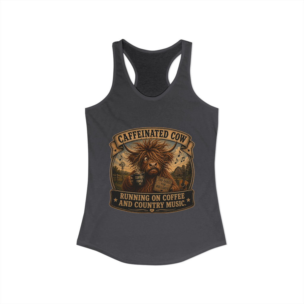 Caffeinated Cow Women's Ideal Racerback Tank