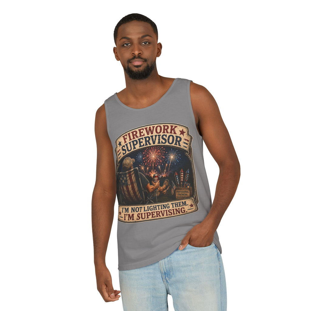Firework Supervisor Tank Top — “I’m Not Lighting Them, I’m Supervising” 4th of July Patriotic Shirt