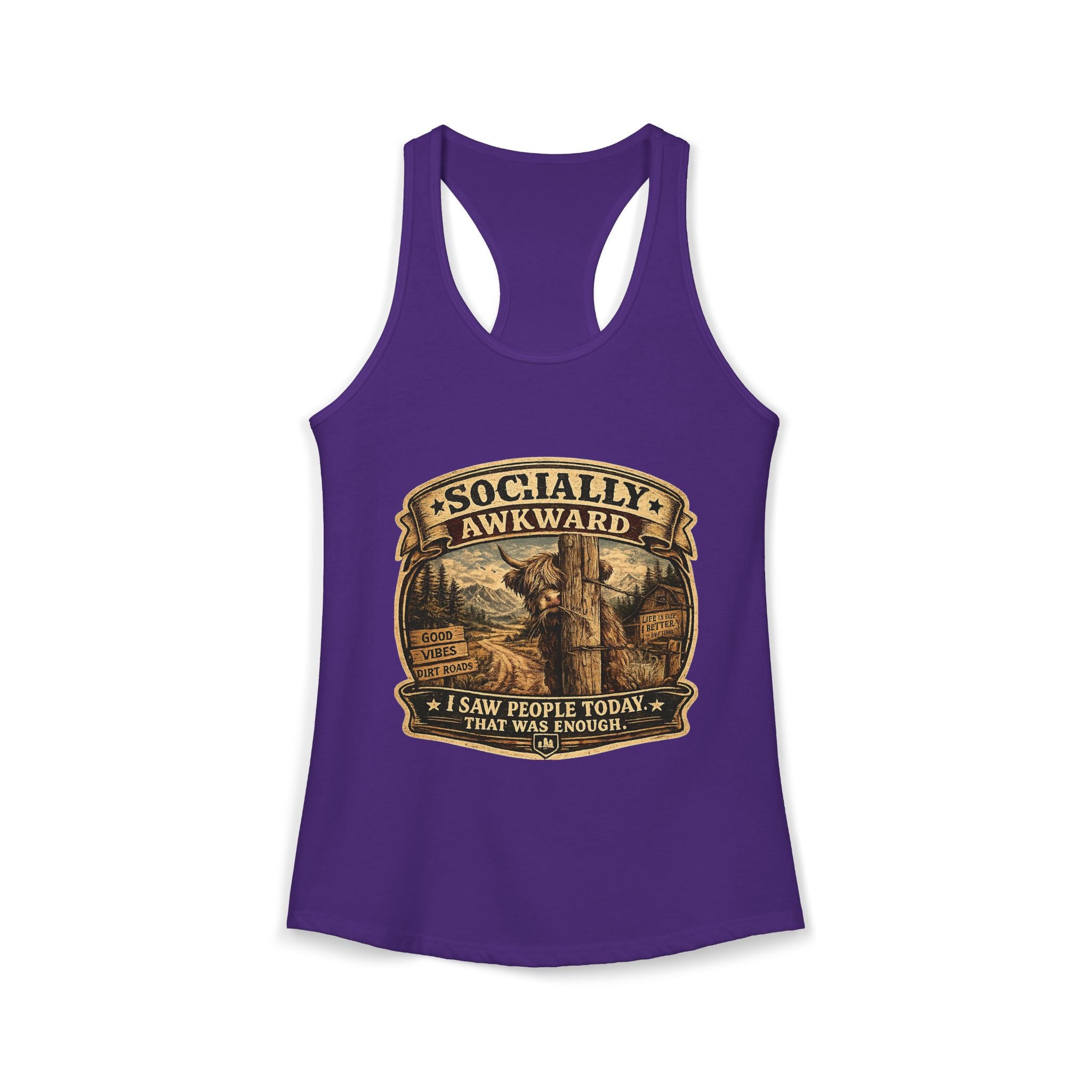 Socially Awkward Highland Cow Women's Ideal Racerback Tank