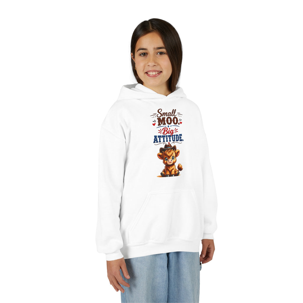 Small Moo Big Attitude Youth Heavy Blend Hooded Sweatshirt