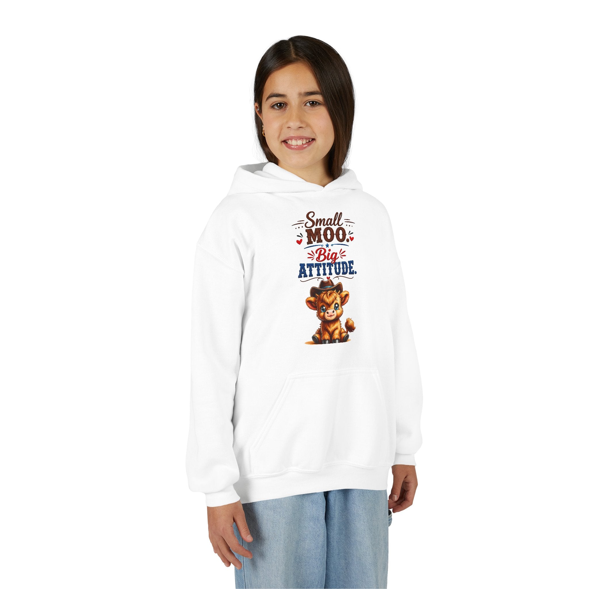 Small Moo Big Attitude Youth Heavy Blend Hooded Sweatshirt