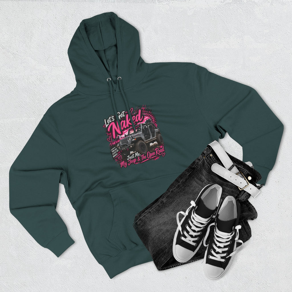Jeep 'Let's Get Naked' Graphic Hoodie — (Pink) Off-Road Adventure Pullover