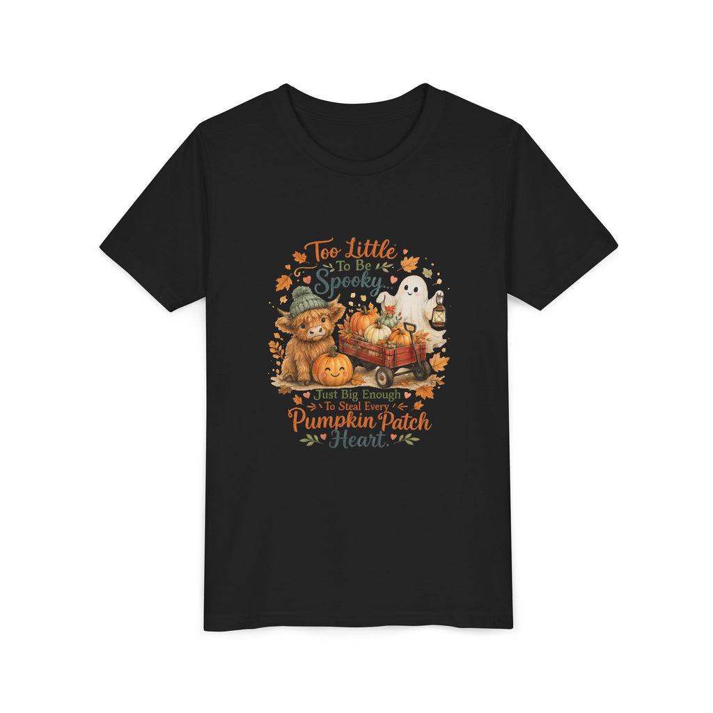 'Too Little to be Spooky, Just Big Enough to Have a Pumpkin Patch Heart' Halloween Fall Kids Shirt — Youth Tee
