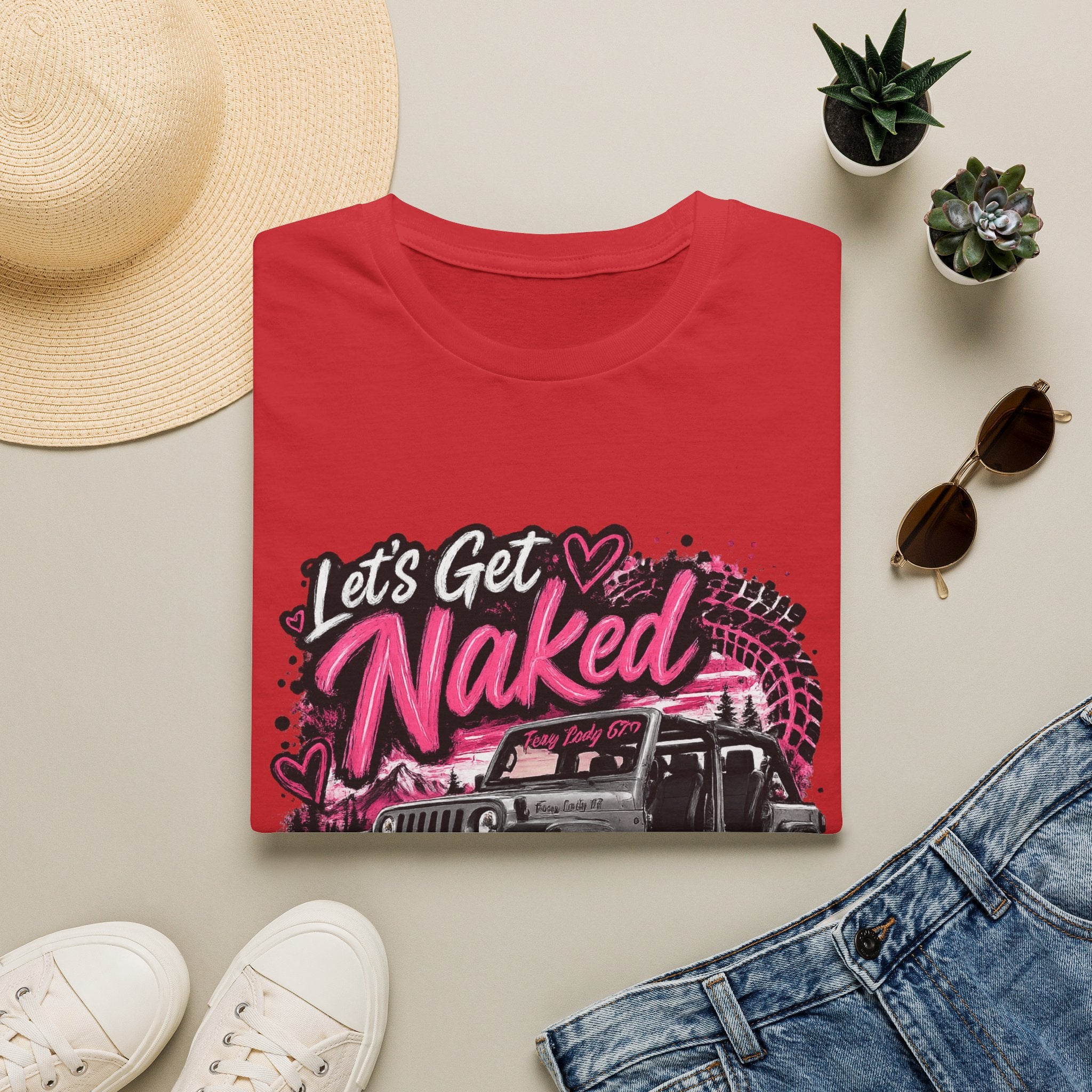 Jeep 'Let's Get Naked' Graphic T-Shirt — Funny Off-Roading Top