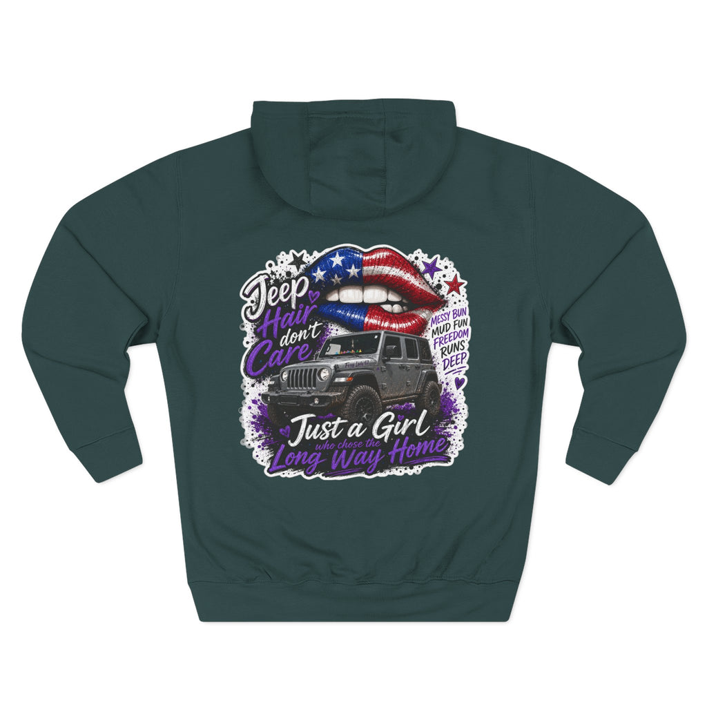 Patriotic 'Jeep Ain't Just a Girl Thing' – Graphic Fleece Pullover Jeep Driver Hoodie