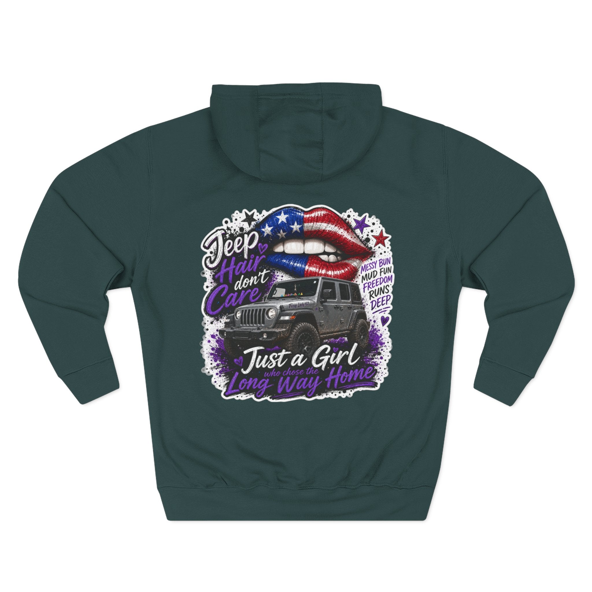Patriotic 'Jeep Ain't Just a Girl Thing' – Graphic Fleece Pullover Jeep Driver Hoodie