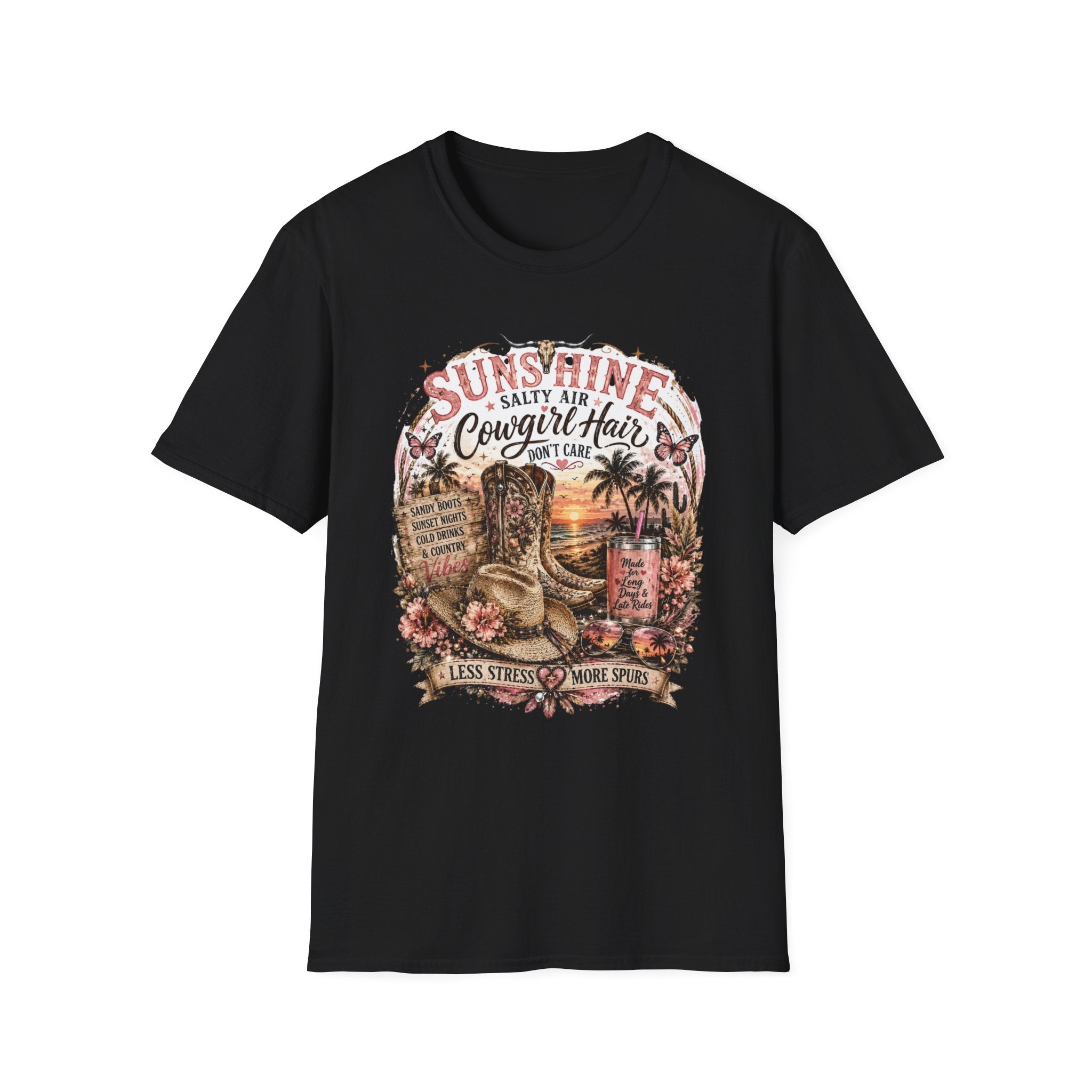 Cowgirl Hair T-Shirt — Sunshine, Salty Air Sunset Graphic Tee