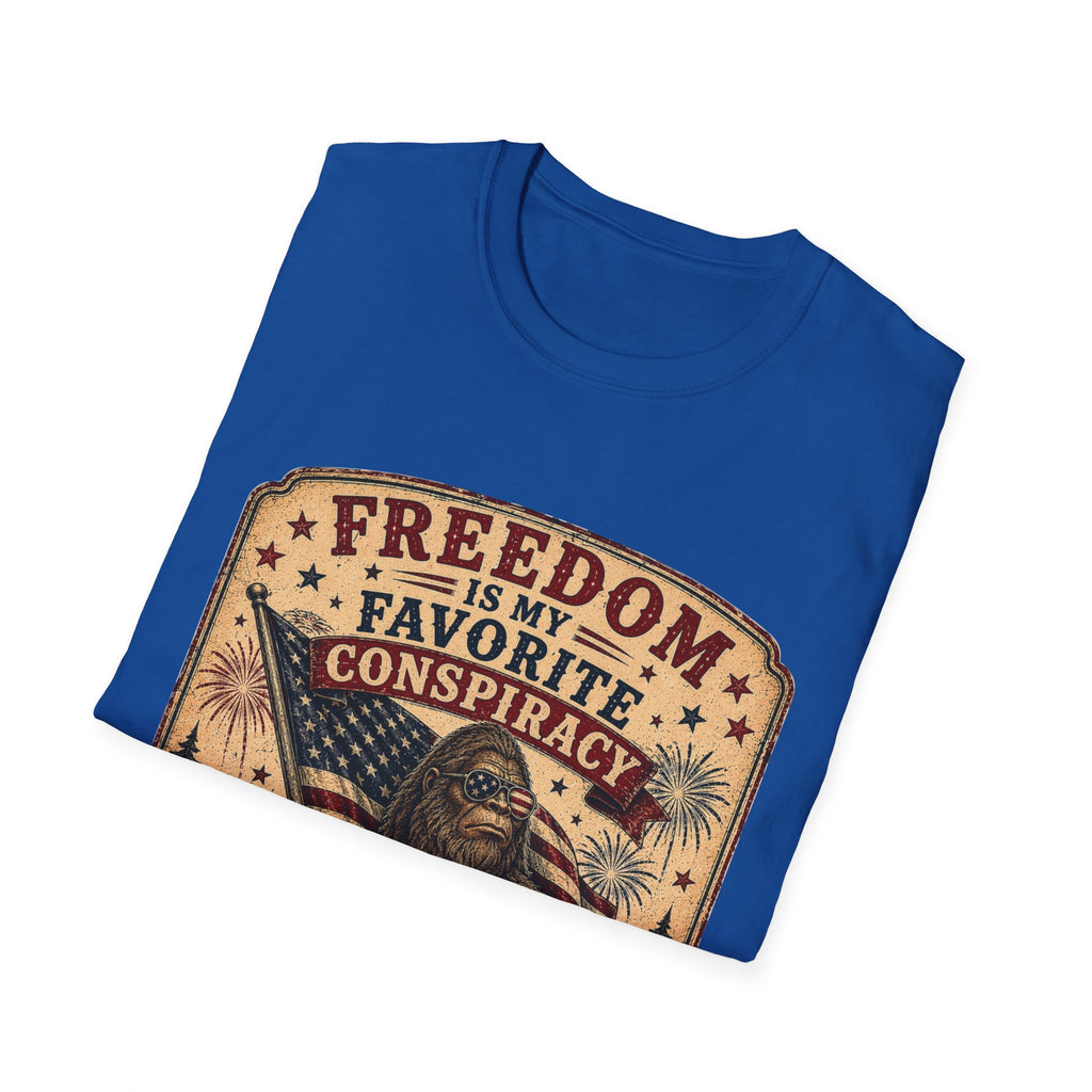 Freedom Is My Favorite Conspiracy T-Shirt — Vintage American Flag Design