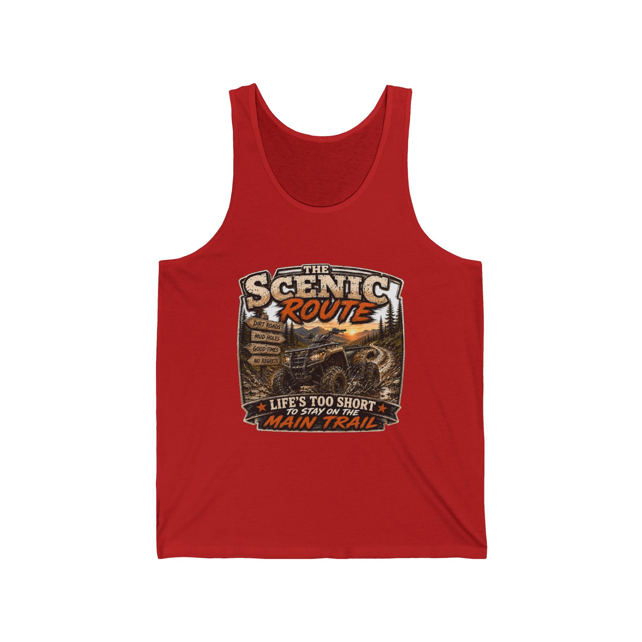 “Life’s Too Short, Take the Main Trail” Outdoor Adventure Tank — Scenic Route Tank Top