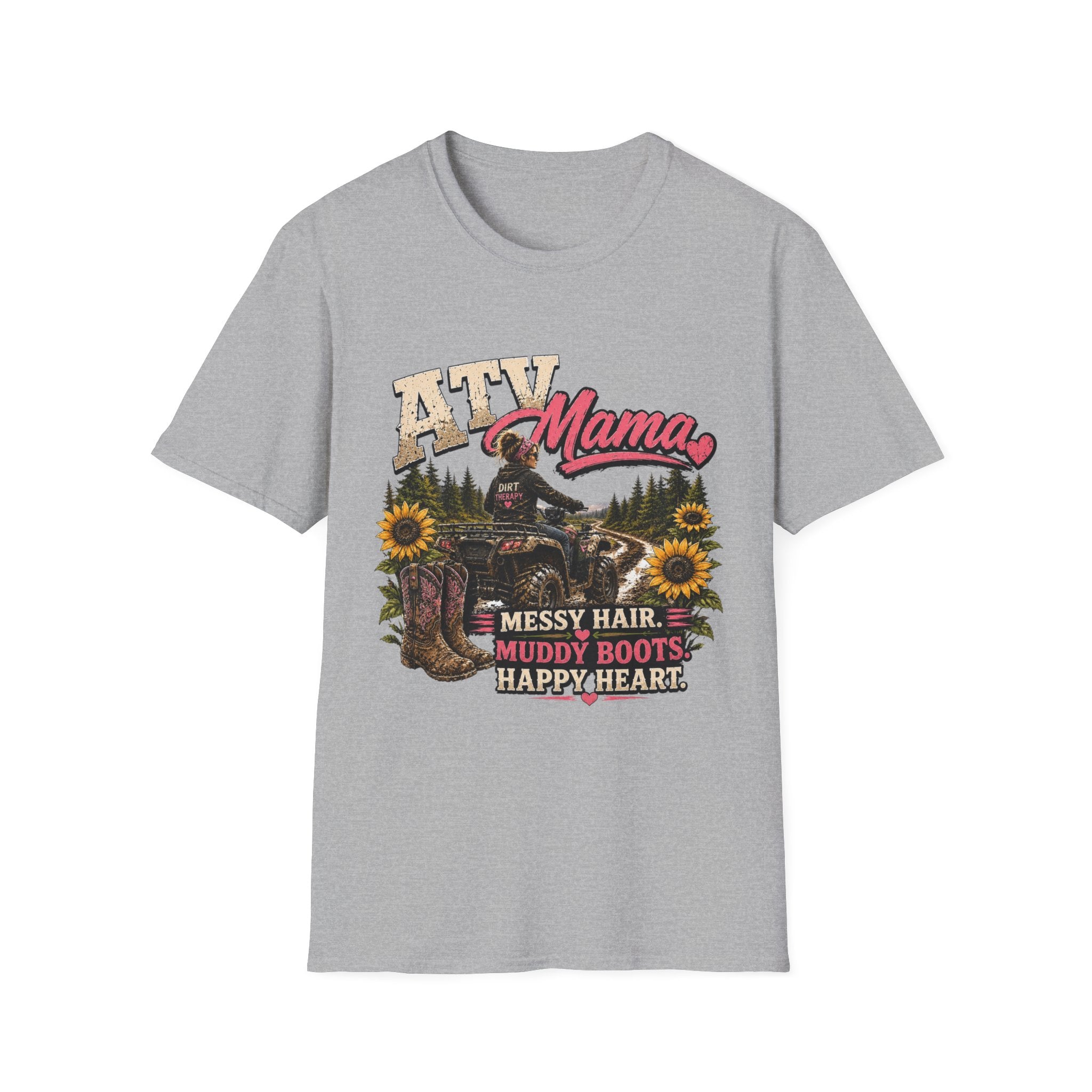 ATV Mama T-Shirt — Messy Hair, Muddy Boots Graphic Tee for Moms