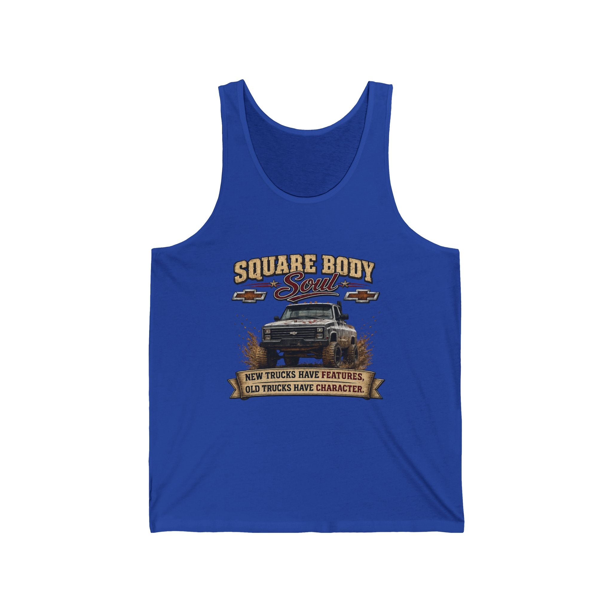 "Square Body" Classic Truck Tank ("New Trucks Have Features, Old Trucks Have Character") - Tank Top