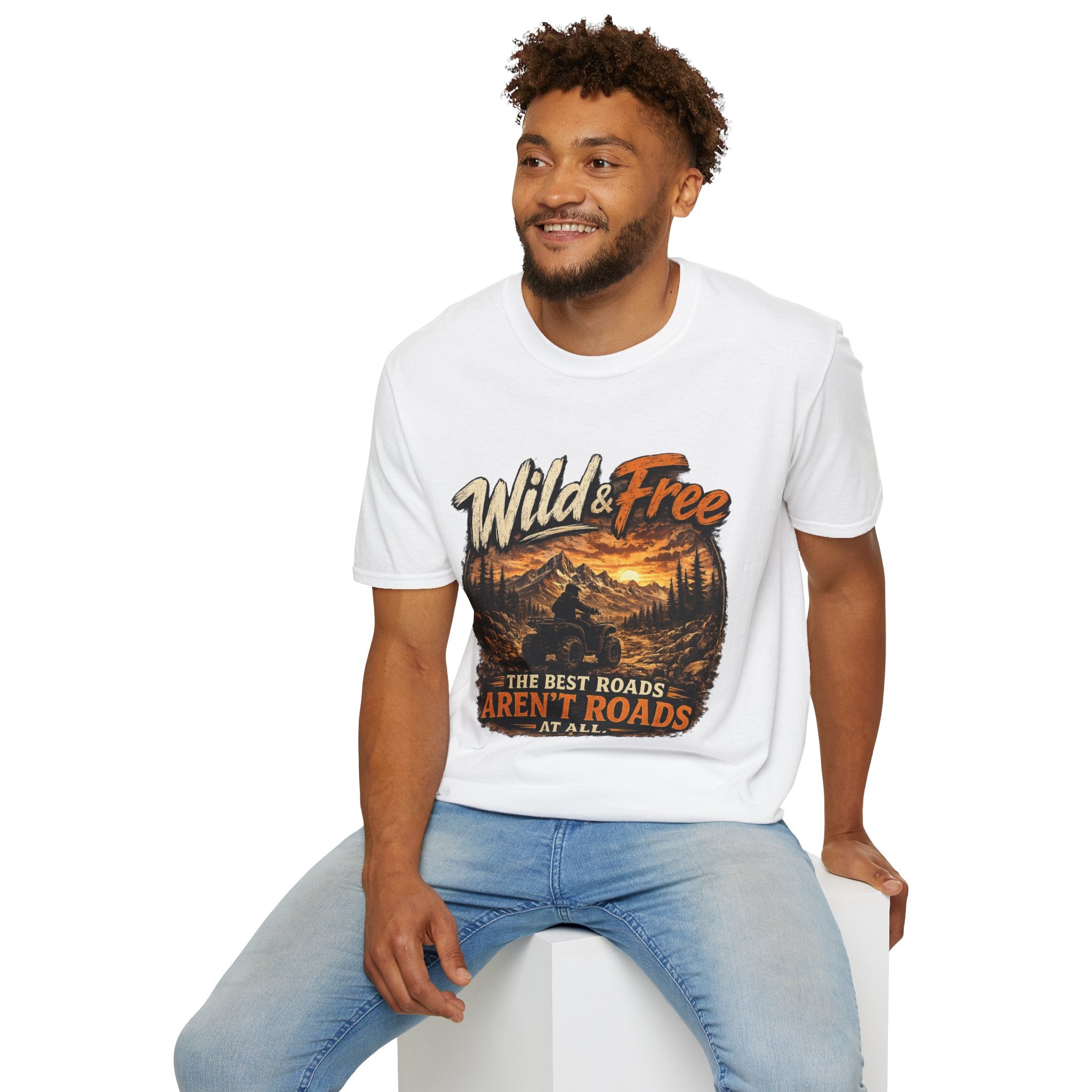 Wild & Free Mountain T-Shirt — 'The Best Roads Aren't Roads At All' Adventure Tee