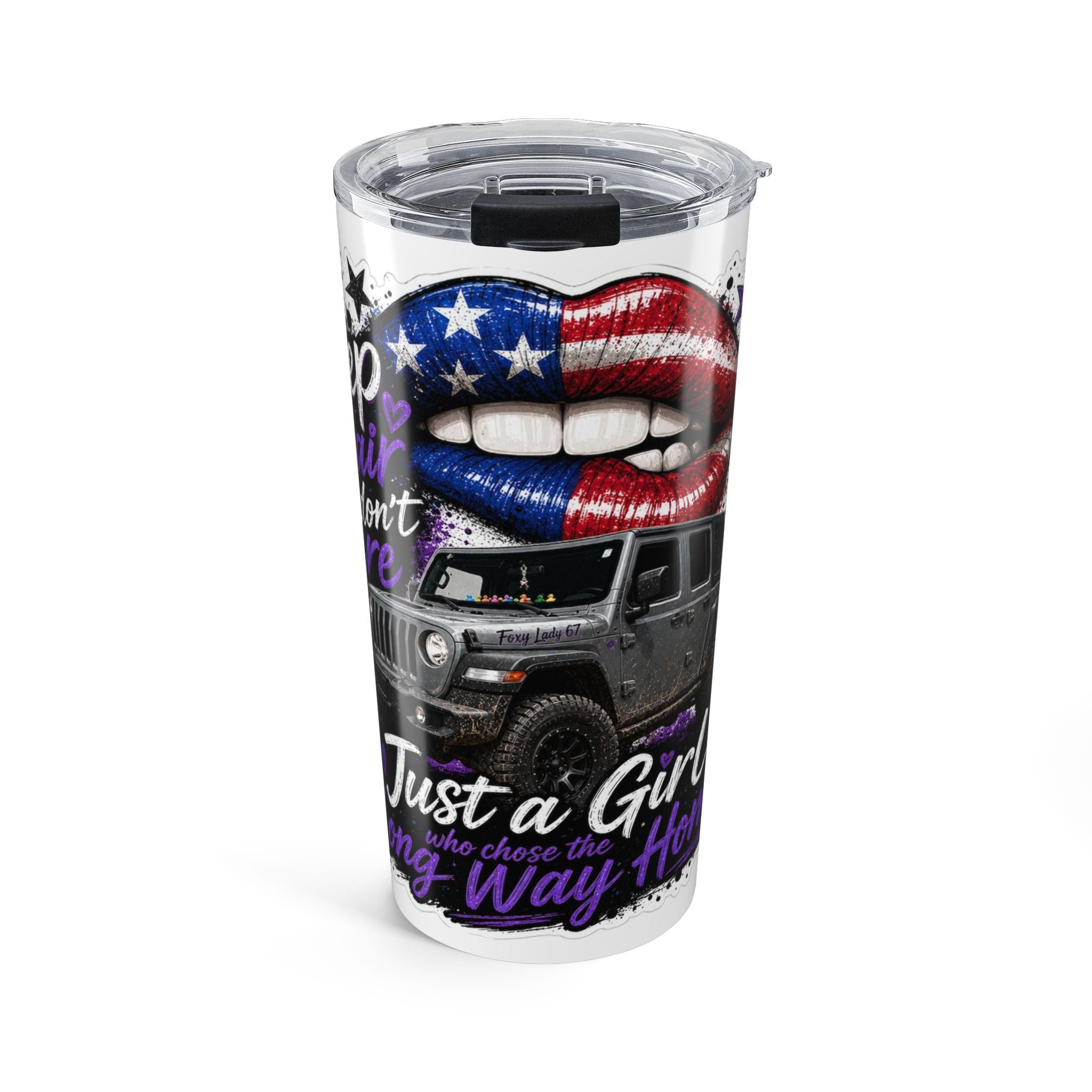 "Just a Girl" Off‑Road Travel Mug — 20oz Patriotic Jeep Tumbler