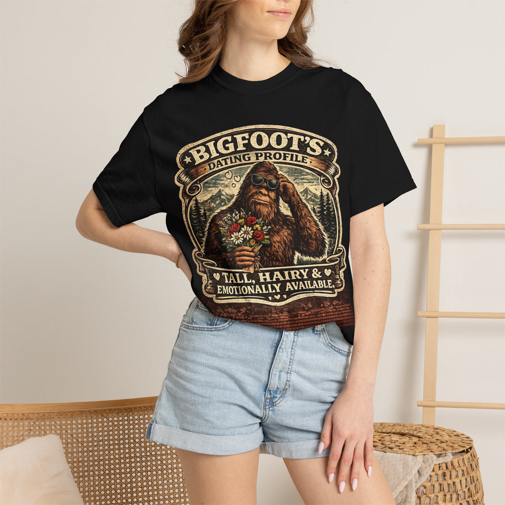 Bigfoot's Dating Profile Tall Hairy & Emotionally Available T-shirt
