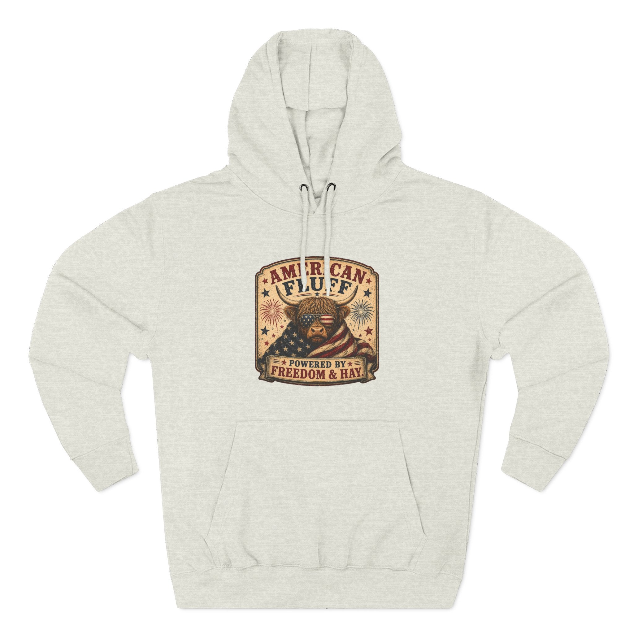 American Fluff Highland Cow Three-Panel Fleece Hoodie