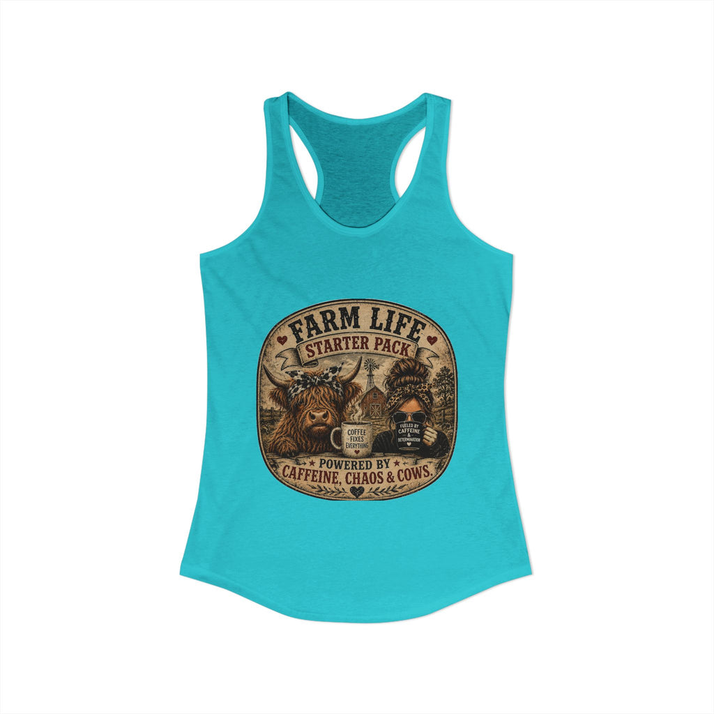 Farm Life Highland Cow Women's Ideal Racerback Tank