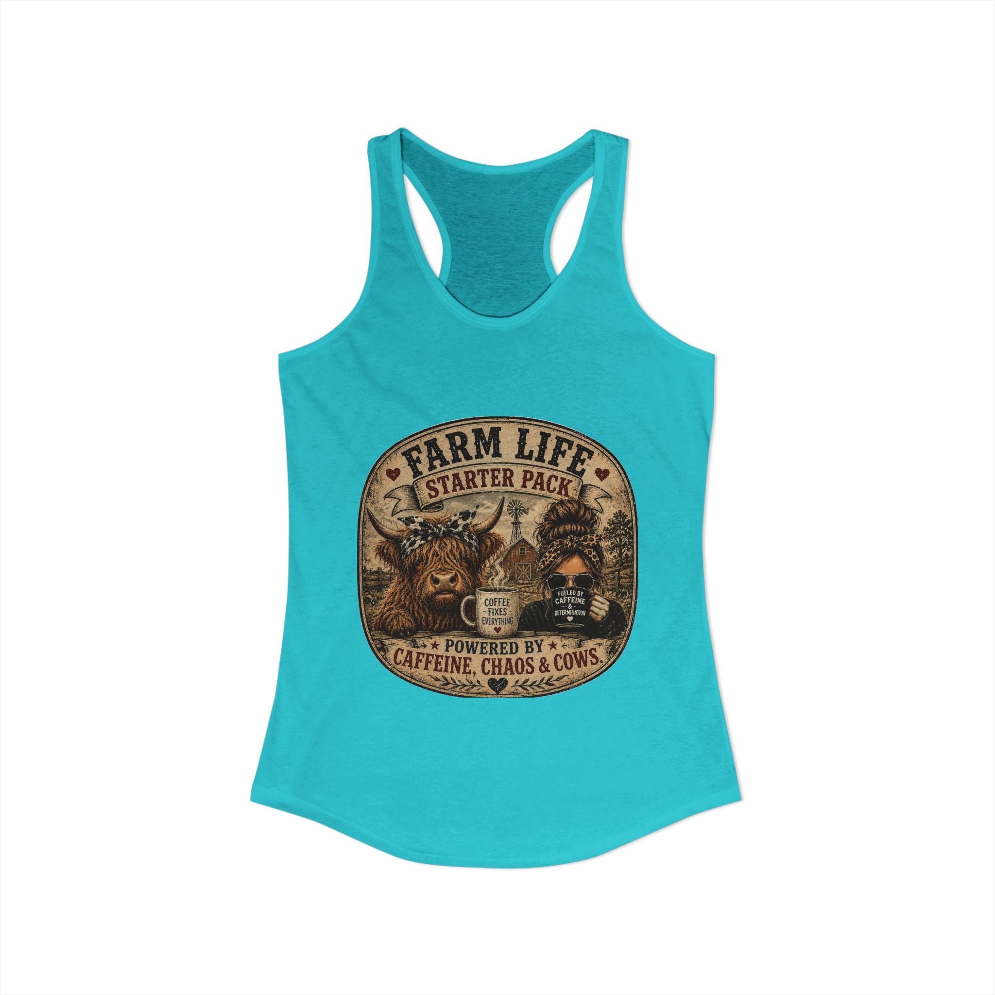 Farm Life Highland Cow Women's Ideal Racerback Tank