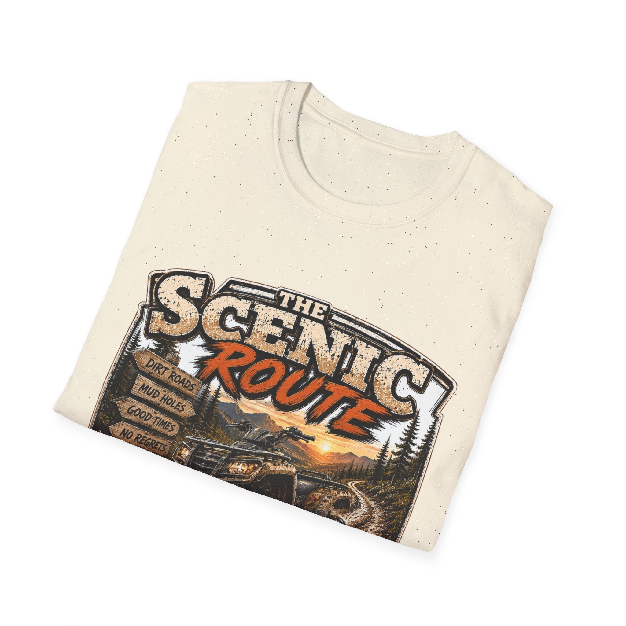 Scenic Route T-Shirt — 'Life’s Too Short to Stay on the Main Trail' Off‑Road Adventure Tee