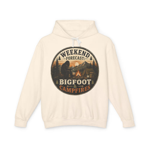 Bigfoot & Campfires Hoodie — Weekend Forecast Camping Graphic Sweatshirt