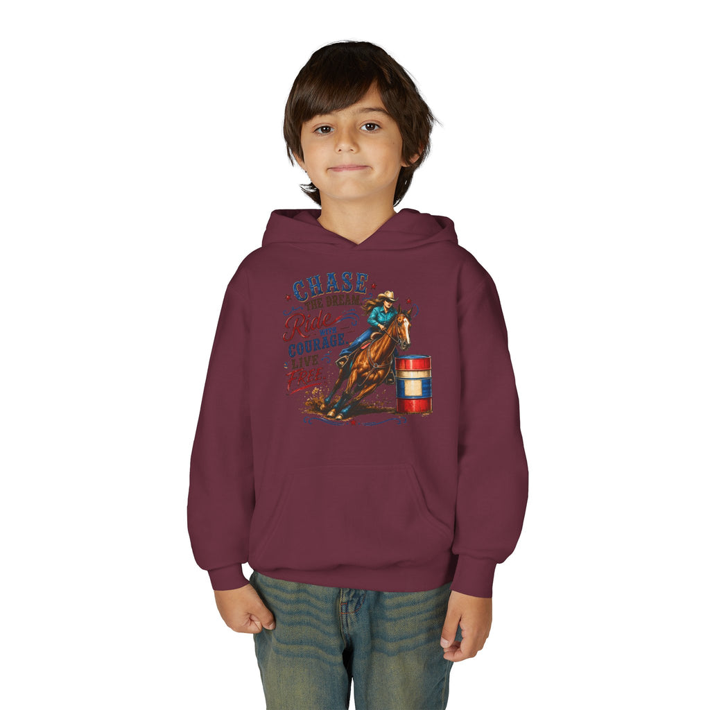 Chase the Dream with Courage Youth Heavy Blend Hooded Sweatshirt