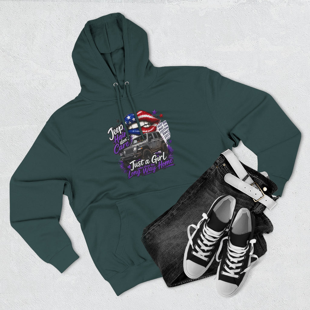 Patriotic 'Jeep Ain't Just a Girl Thing' – Graphic Fleece Pullover Jeep Driver Hoodie