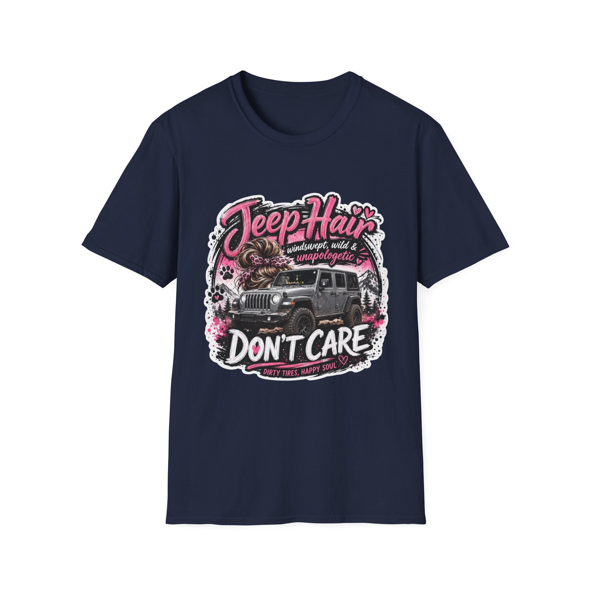 Jeep Hair Don't Care (Pink) Unisex Softstyle T-Shirt