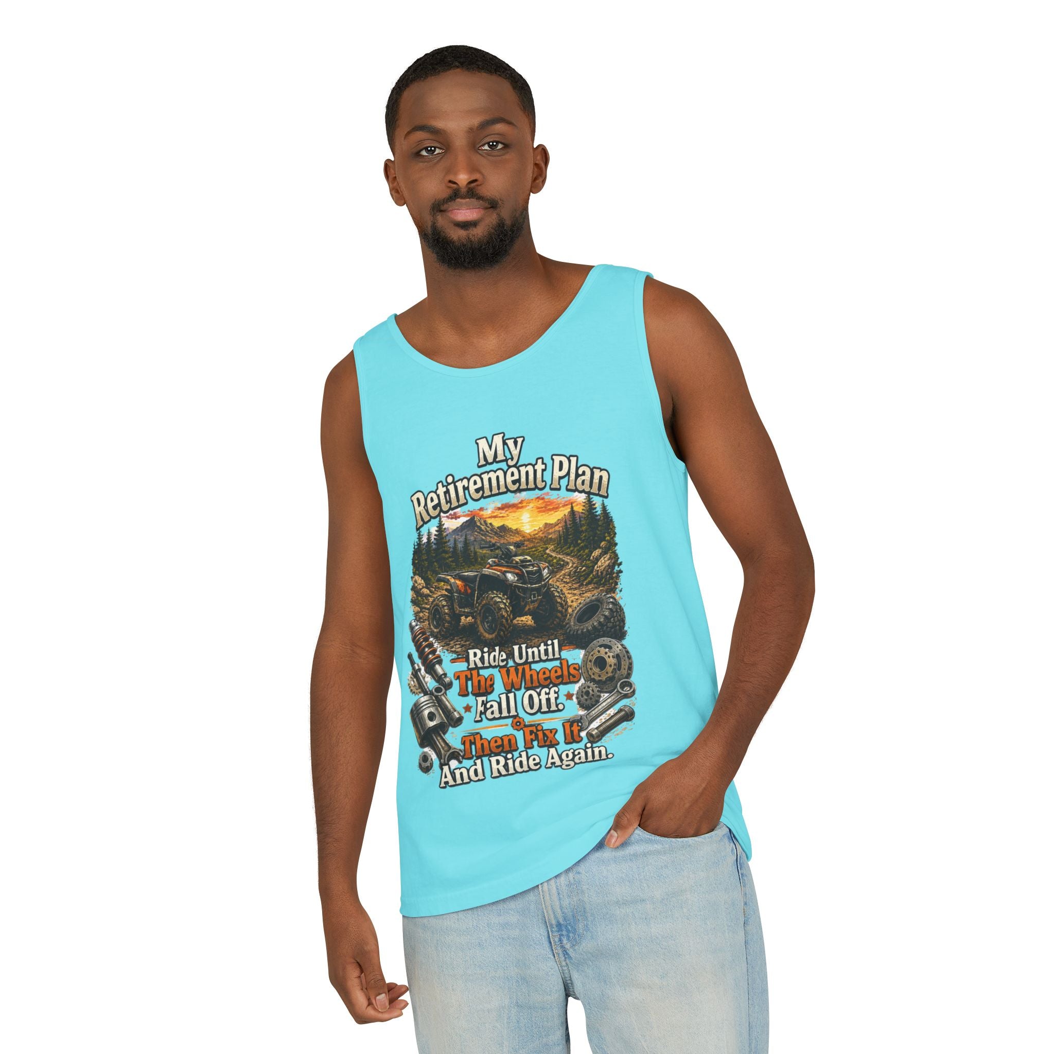Retirement Plan ATV Tank Top — "Ride Until The Wheels Fall Off" Off‑Road Sunset Tank