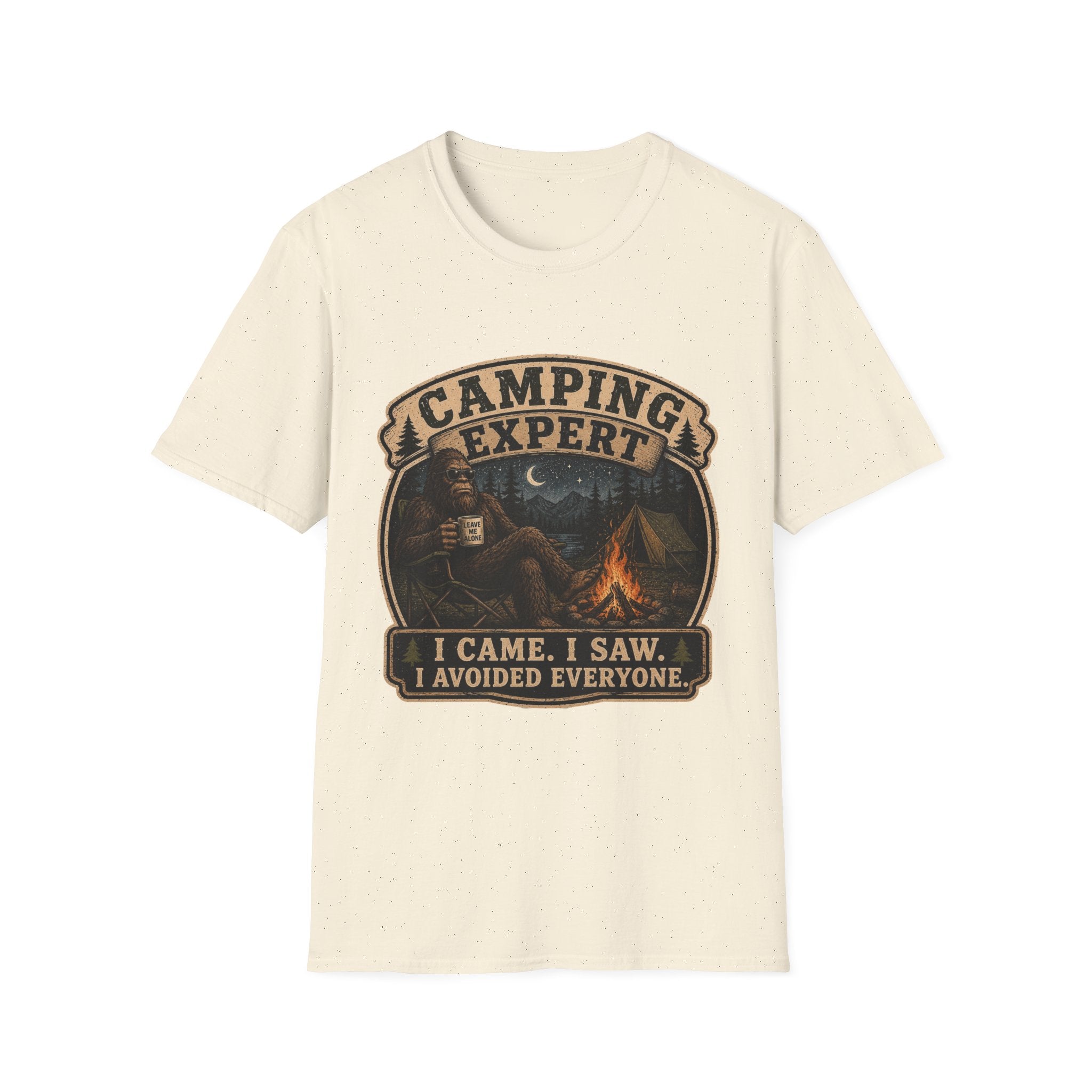 Camping Expert T-Shirt — “I Came. I Saw. I Avoided Everyone.” Outdoorsy Campfire Tee