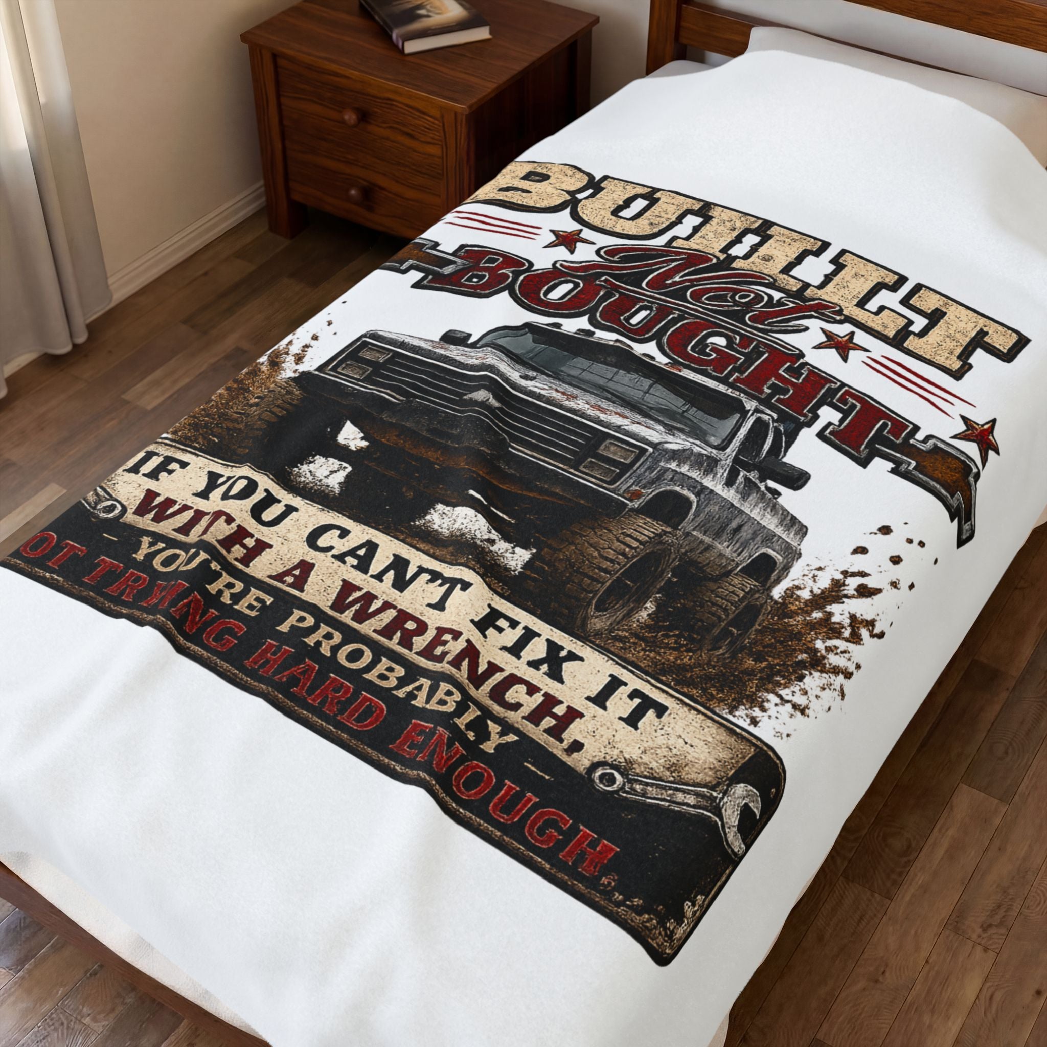 “If You Can't Fix It With A Wrench” Mechanics Gift – Built Not Bought Truck Velveteen Plush Blanket
