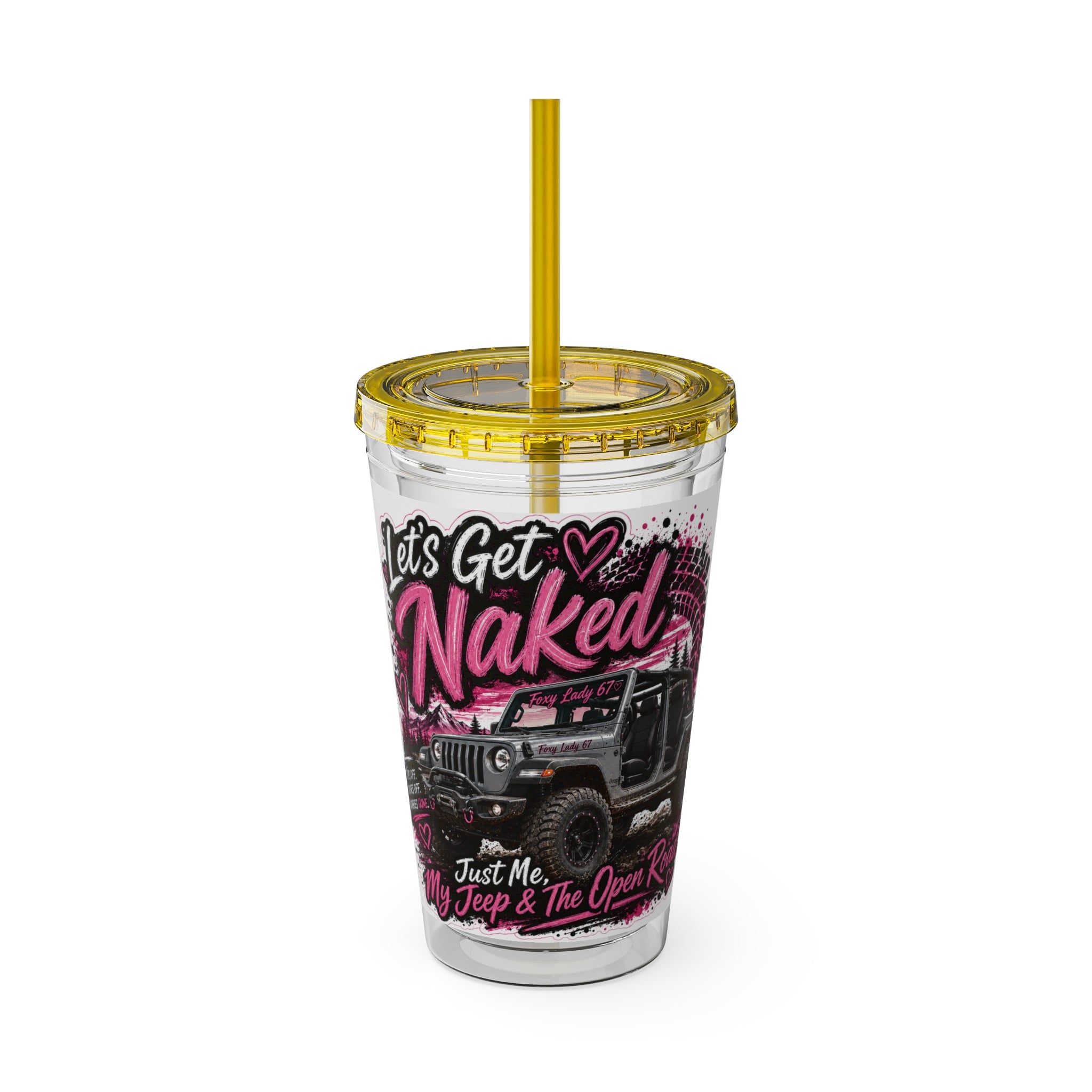 “Let’s Get Naked” Jeep Off‑Road — Straw Cup 16oz Tumbler