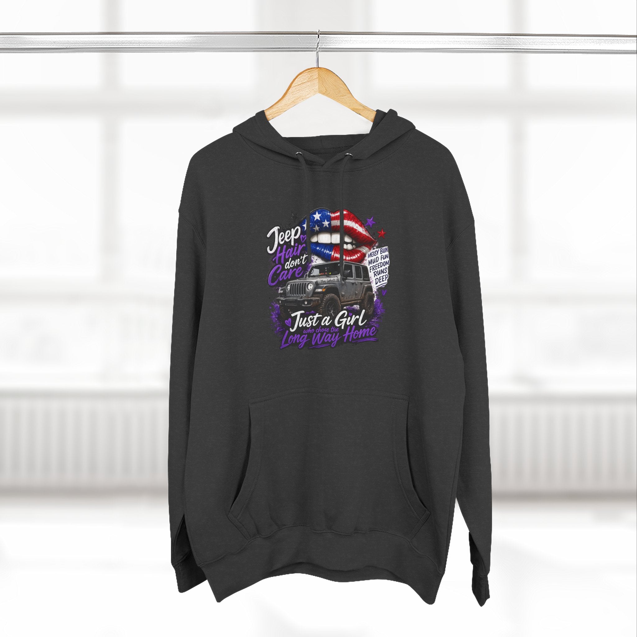 Patriotic 'Jeep Ain't Just a Girl Thing' – Graphic Fleece Pullover Jeep Driver Hoodie