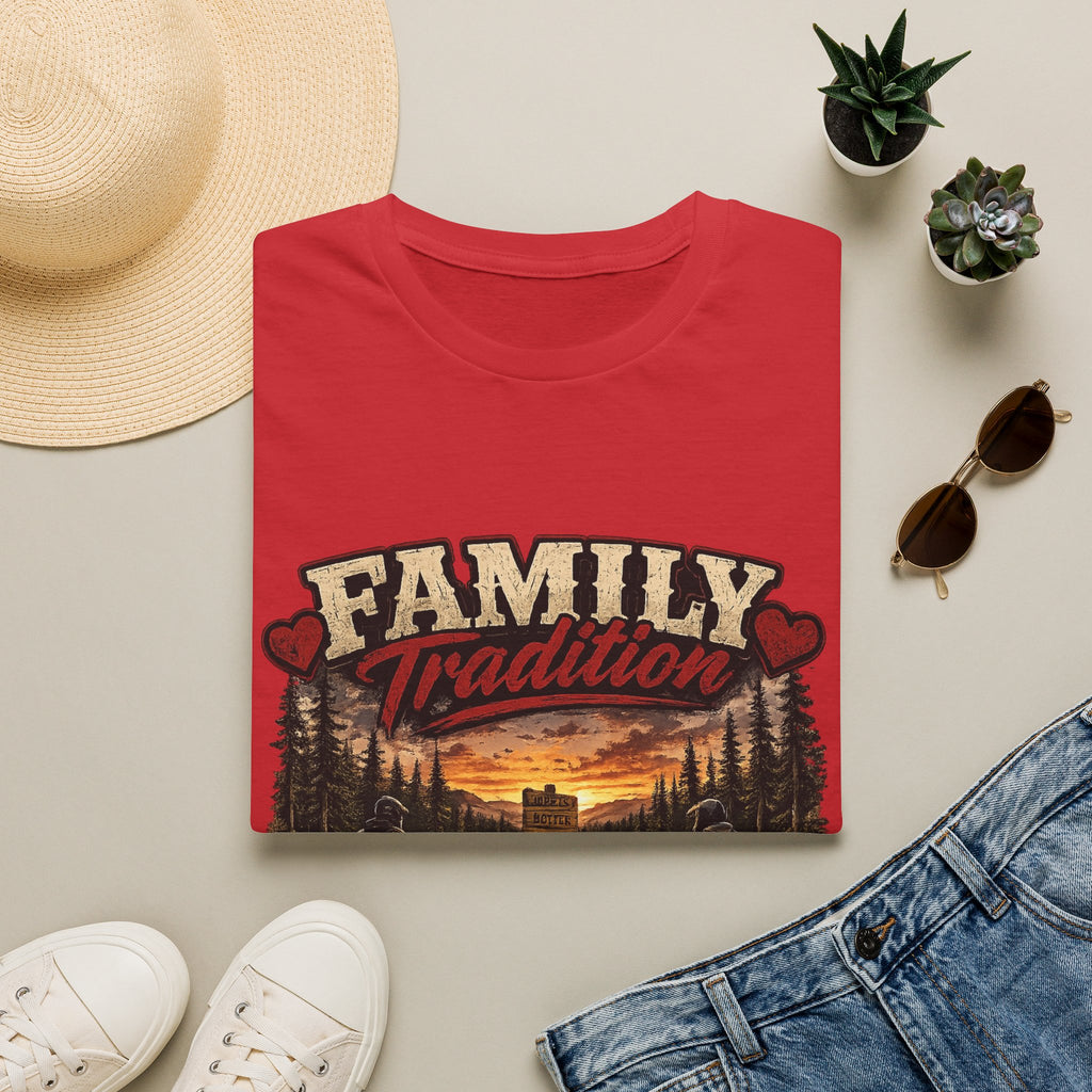 Family Tradition T-Shirt — 'Some Families We Gather Around A Table, We Gather Around A Trailhead' Outdoor Camping Tee