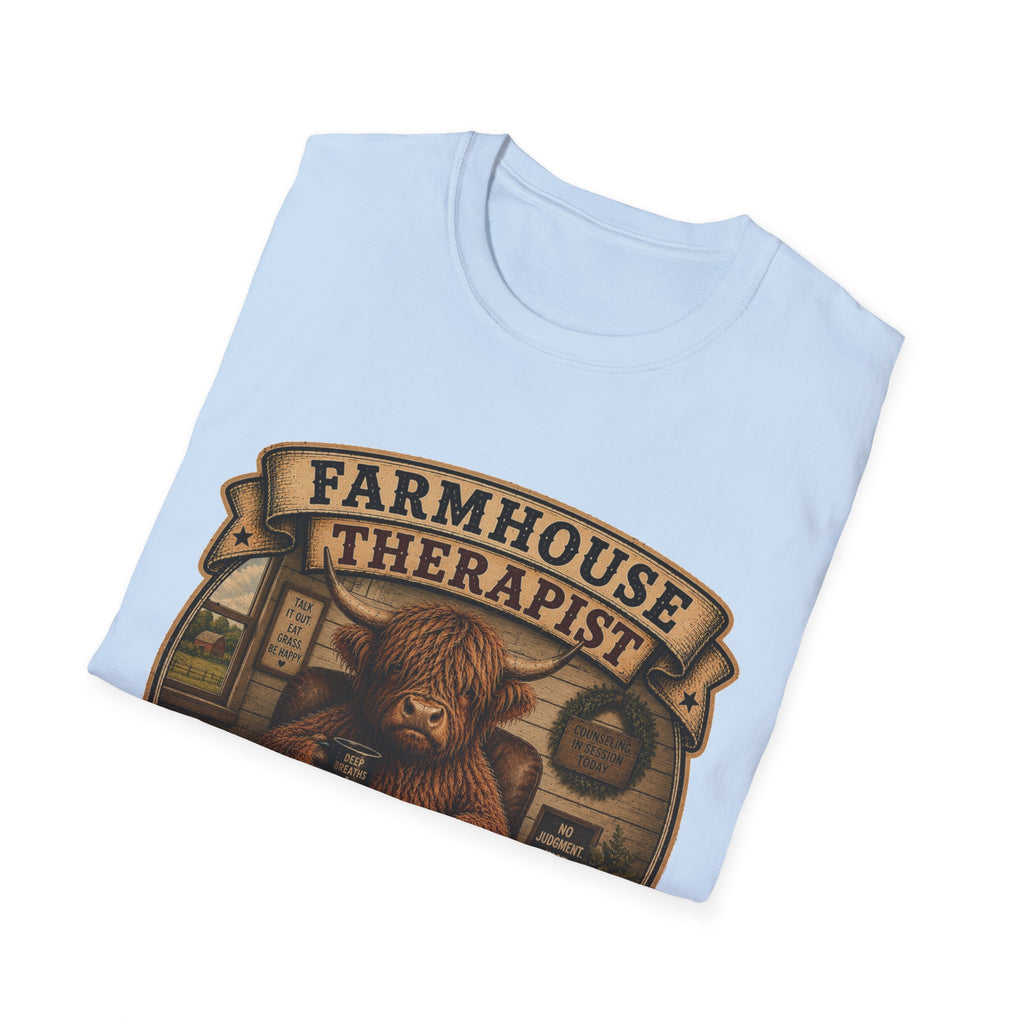 Farmhouse Therapist Highland Cow Unisex Softstyle T-Shirt