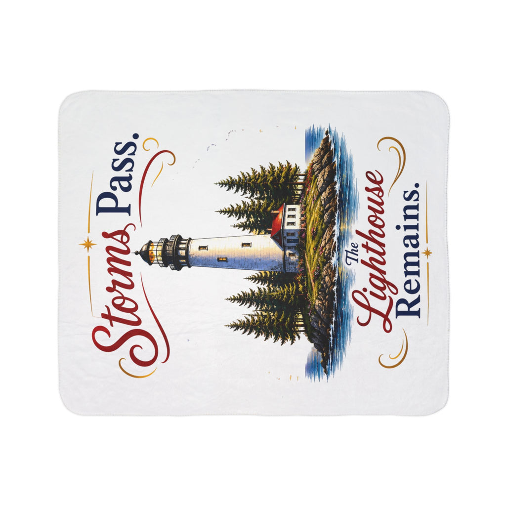 Storms Pass. The Lighthouse Remains Fleece Sherpa Blanket
