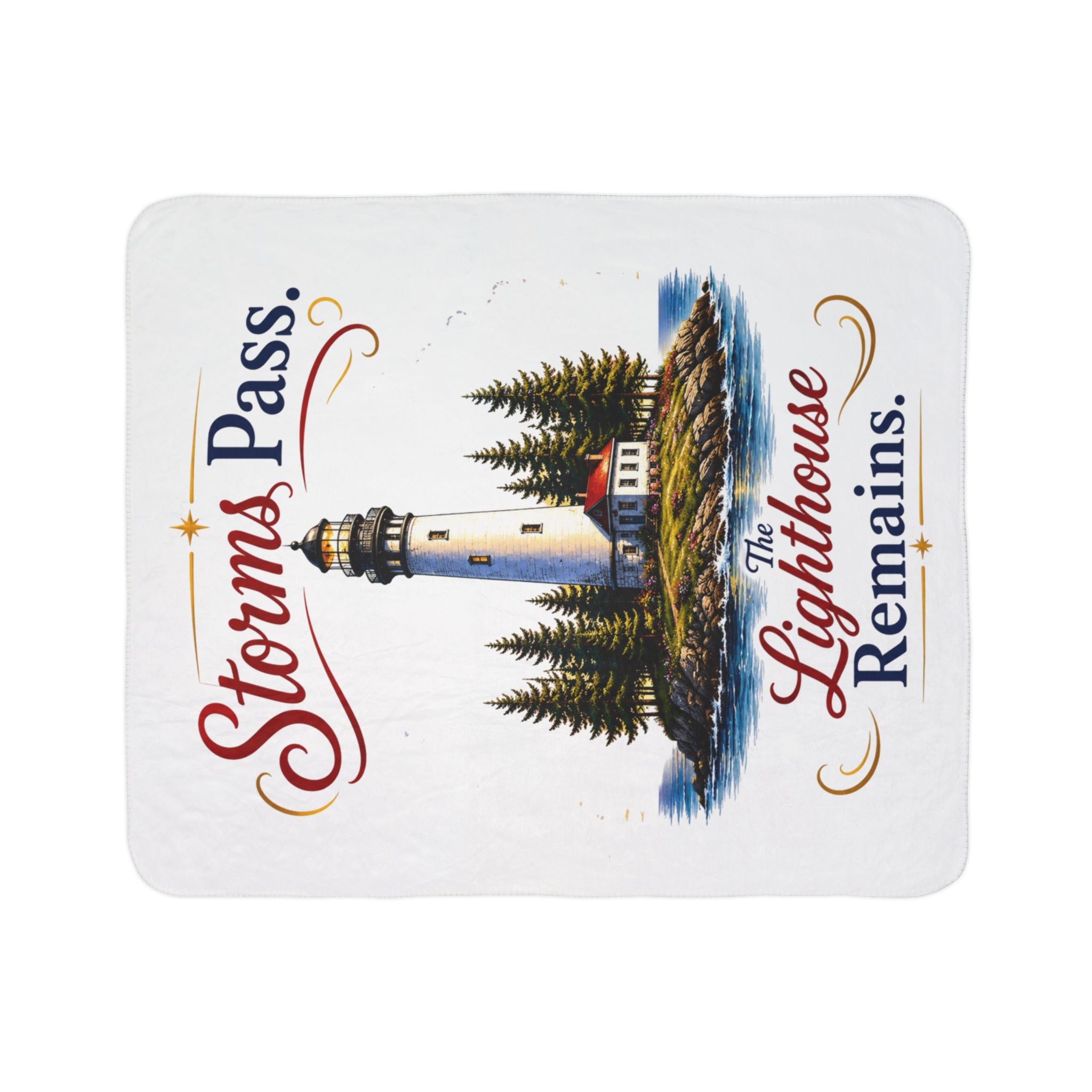 Storms Pass. The Lighthouse Remains Fleece Sherpa Blanket