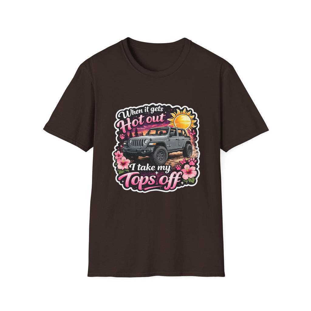 When It Gets Hot Out Jeep (Pink) Unisex Softstyle T-Shirt