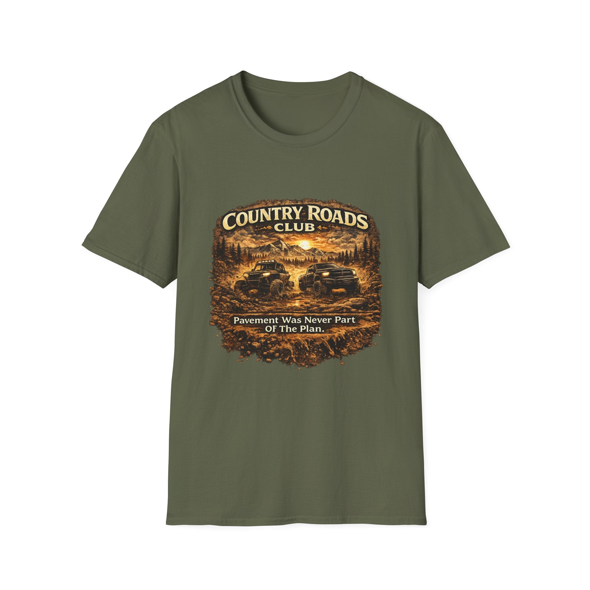 Country Roads Club T-Shirt — Vintage Off-Road Truck Scenic Tee