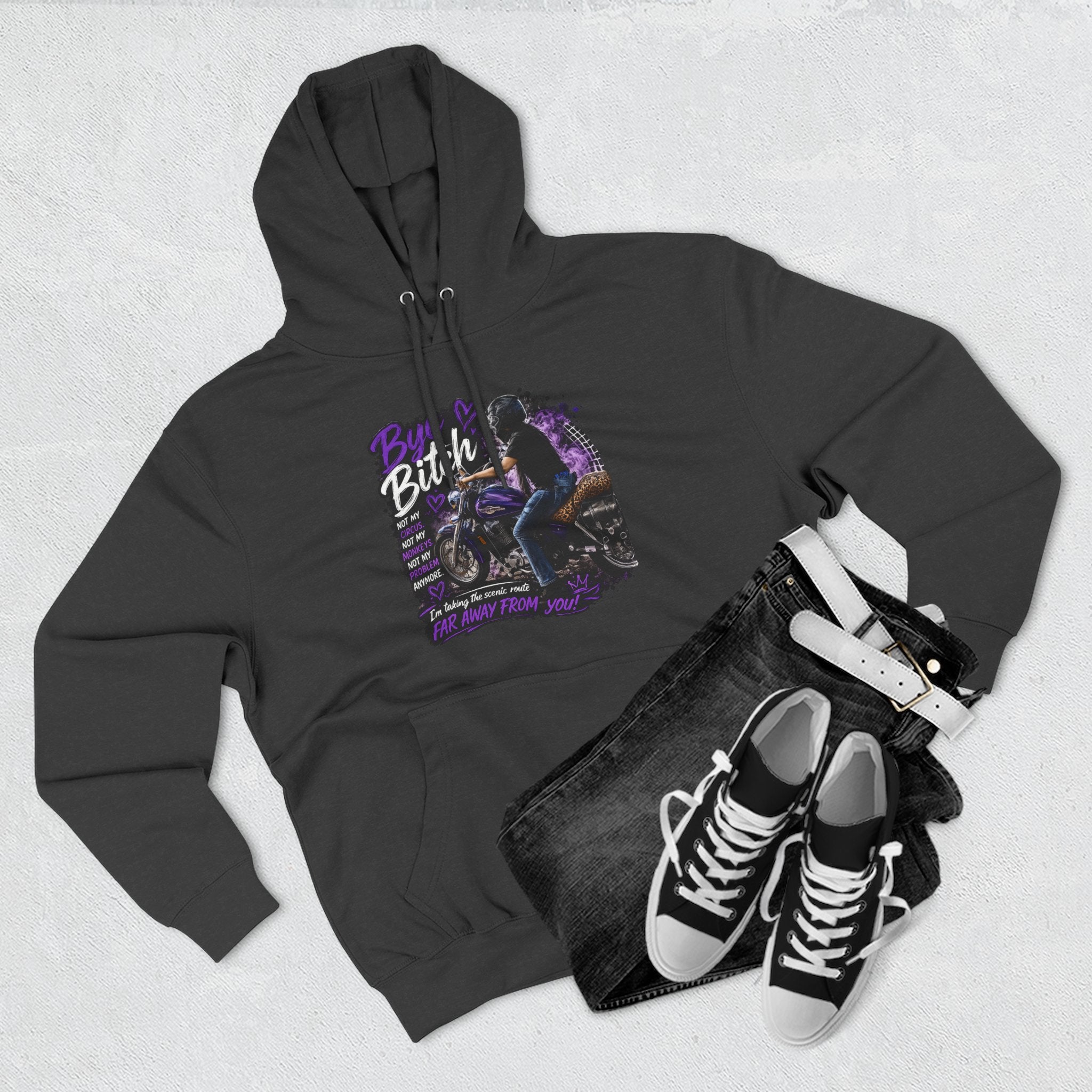 "Bitch" Retro Motorcycle Pullover — Biker Babe Graphic Hoodie