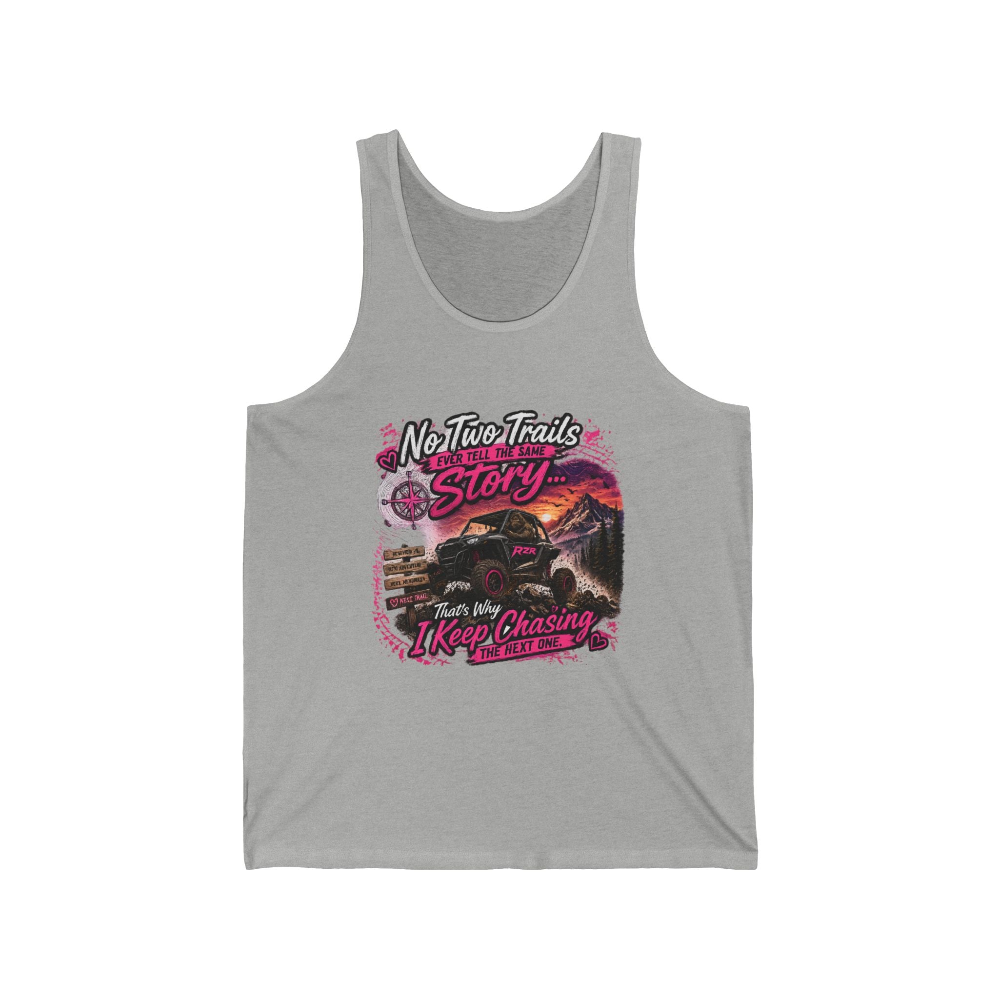 Trail Running Tank Top — "No Two Trails Are The Same" Scenic Sunset Run Design