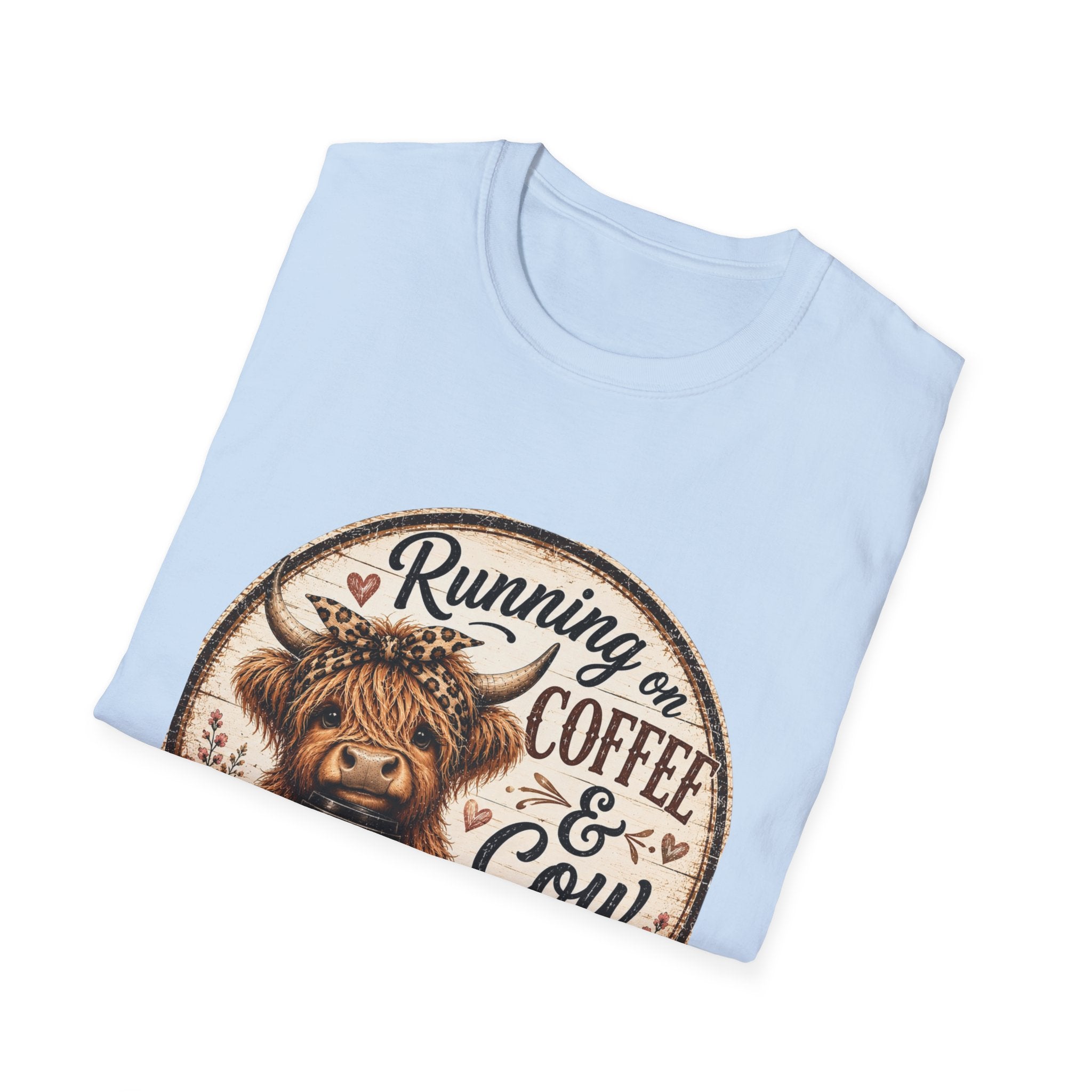 Running on Coffee & Cow Kisses - Unisex Softstyle T-Shirt