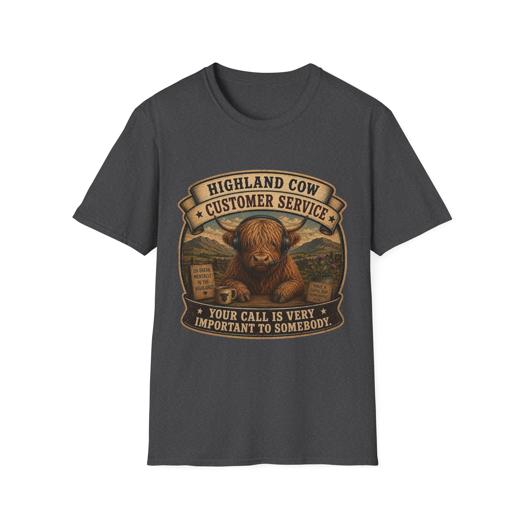 Highland Cow Customer Service Unisex Softstyle T-Shirt