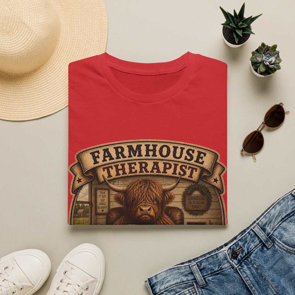 Farmhouse Therapist Highland Cow Unisex Softstyle T-Shirt