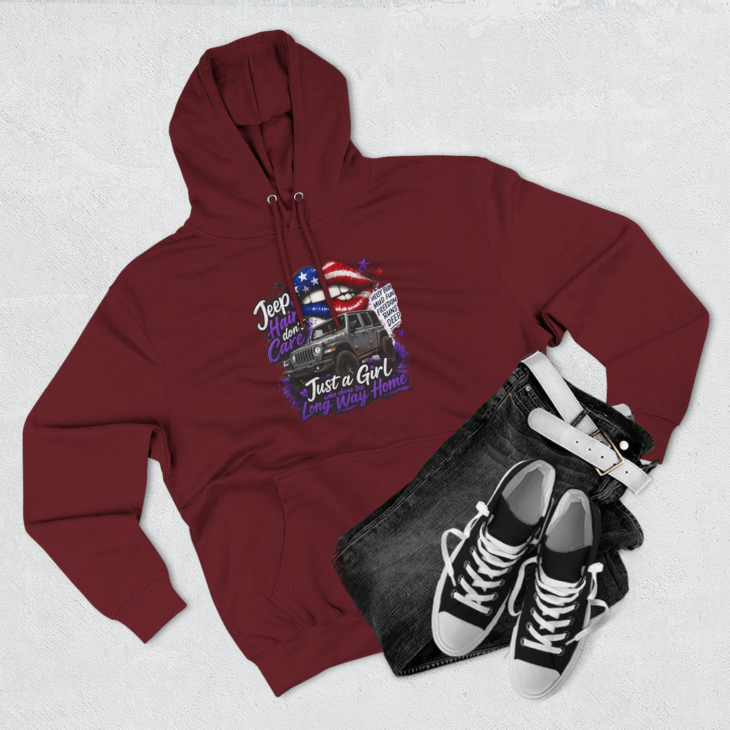 Patriotic 'Jeep Ain't Just a Girl Thing' – Graphic Fleece Pullover Jeep Driver Hoodie