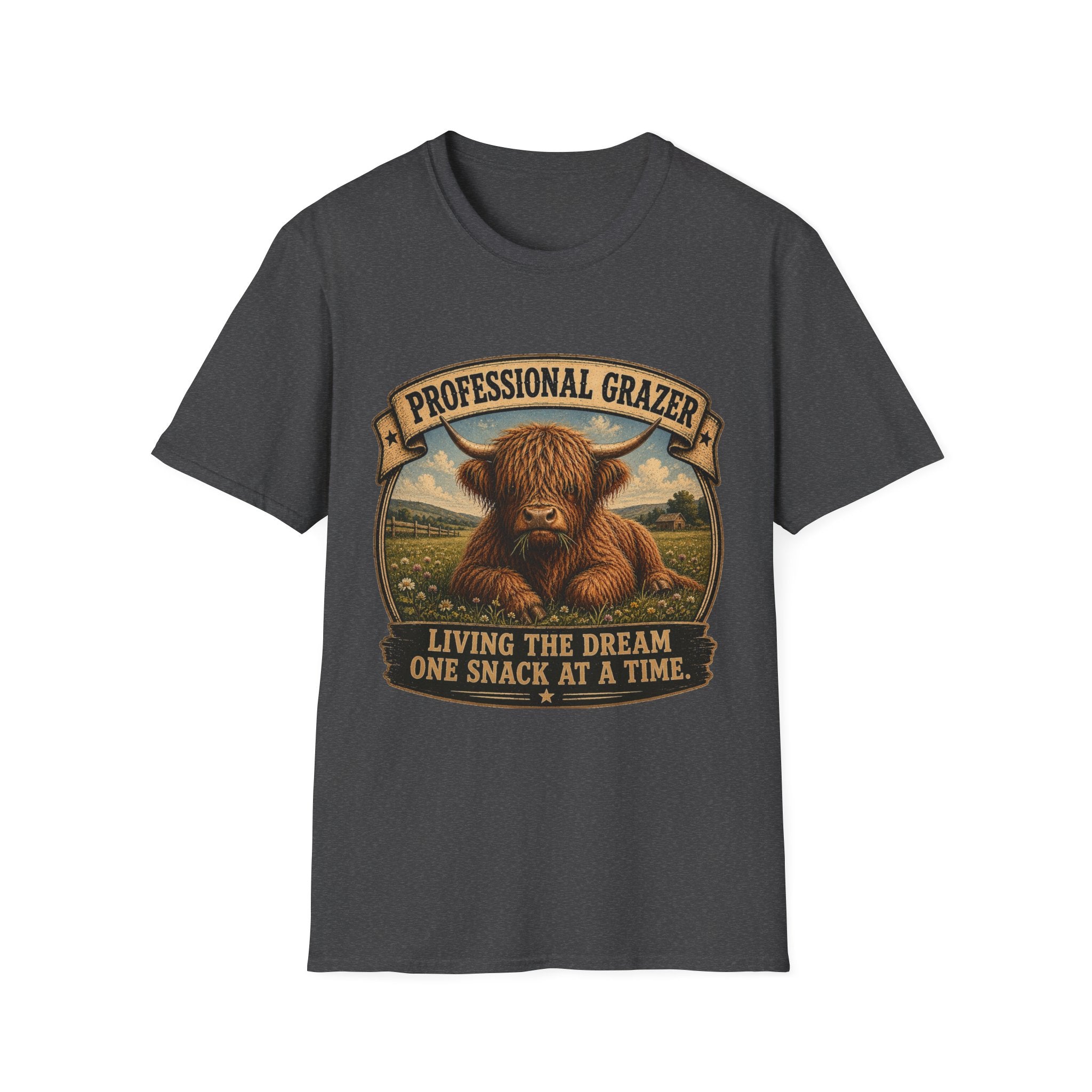 Before and After Coffee Highland Cow Unisex Softstyle T-Shirt