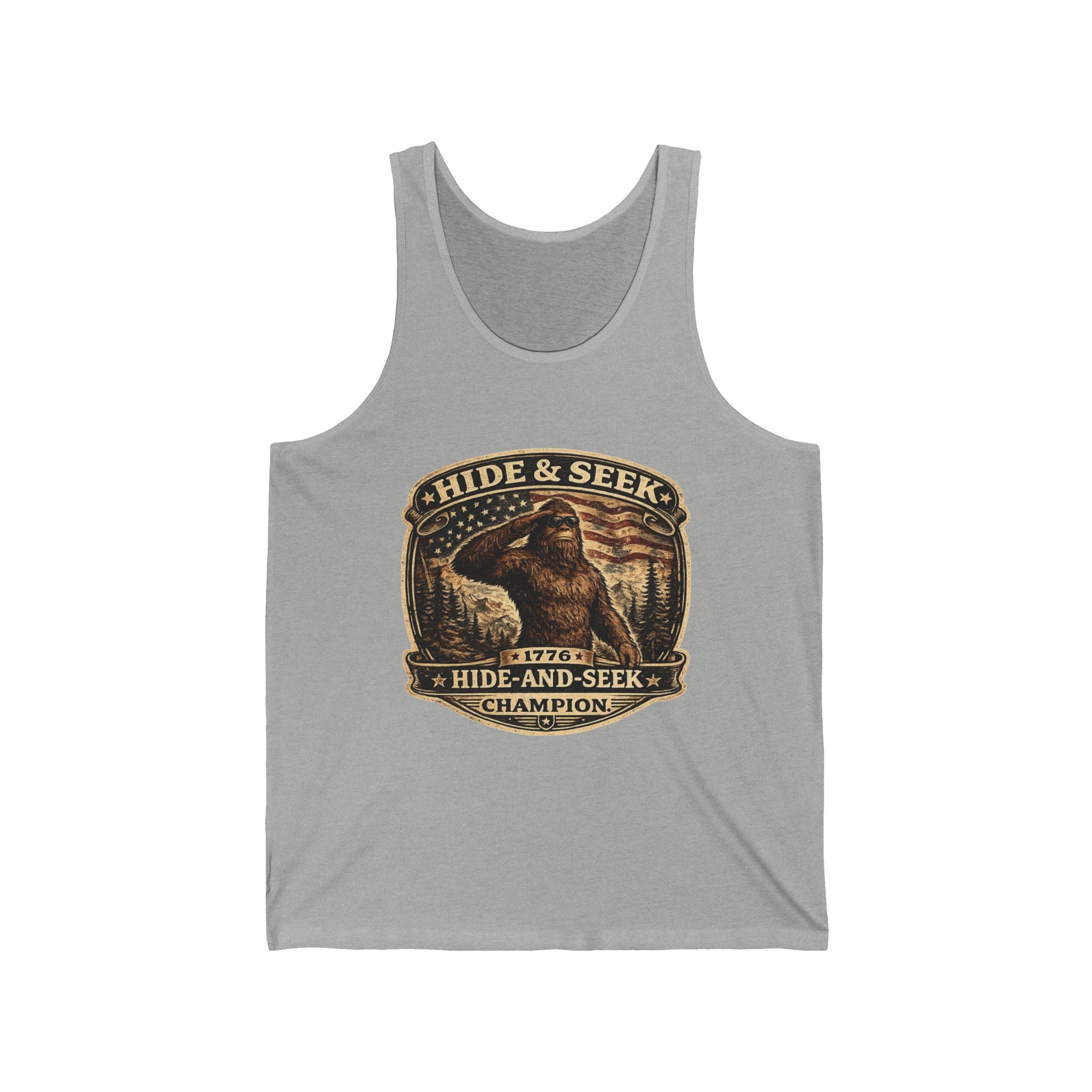 Hide & Seek Champion Tank Top - Bigfoot Sasquatch Vintage Graphic