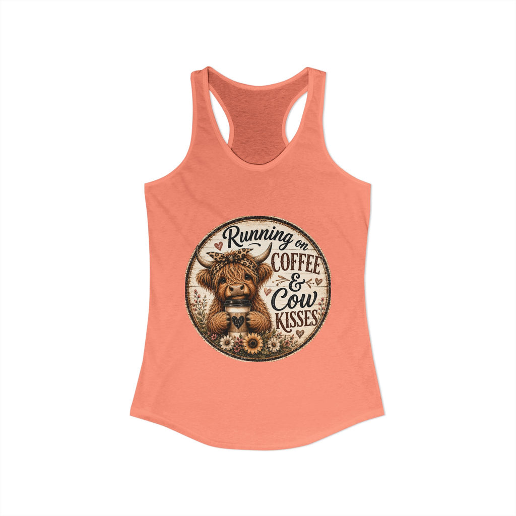 Running on Coffee & Cow Kisses Women's Ideal Racerback Tank