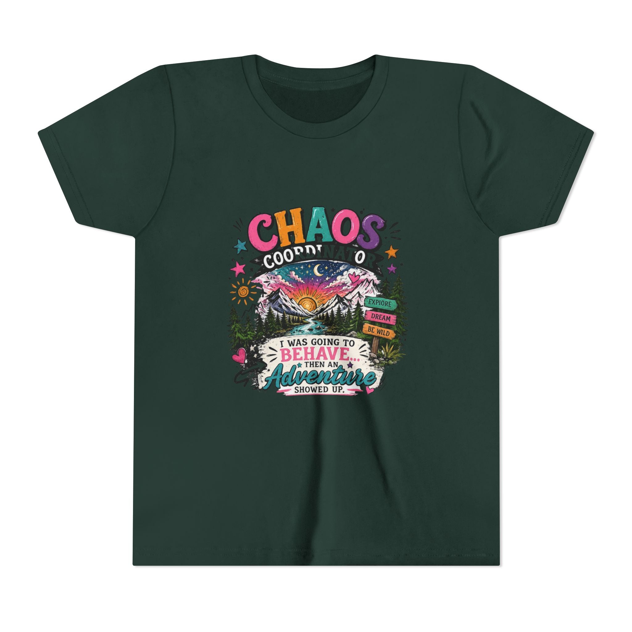 Chaos Coordinator Kids T-Shirt – I Was Going To Behave But Then Adventure Showed Up Graphic Tee
