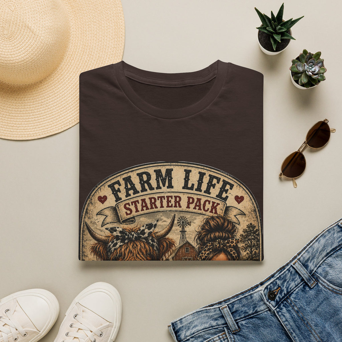Farm Life Highland Cow Unisex Softstyle T-Shirt