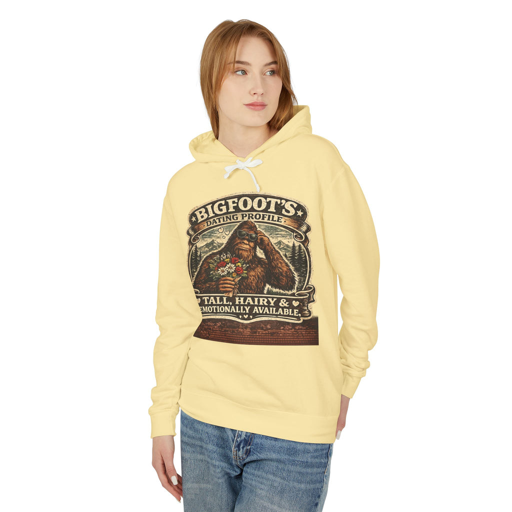 Bigfoot's Dating Profile Tall Hairy & Emotionally Available Hooded Sweatshirt