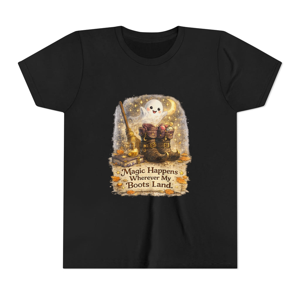 "Magic Happens Wherever My Boots Land" Ghost & Boots Graphic — Youth Tee